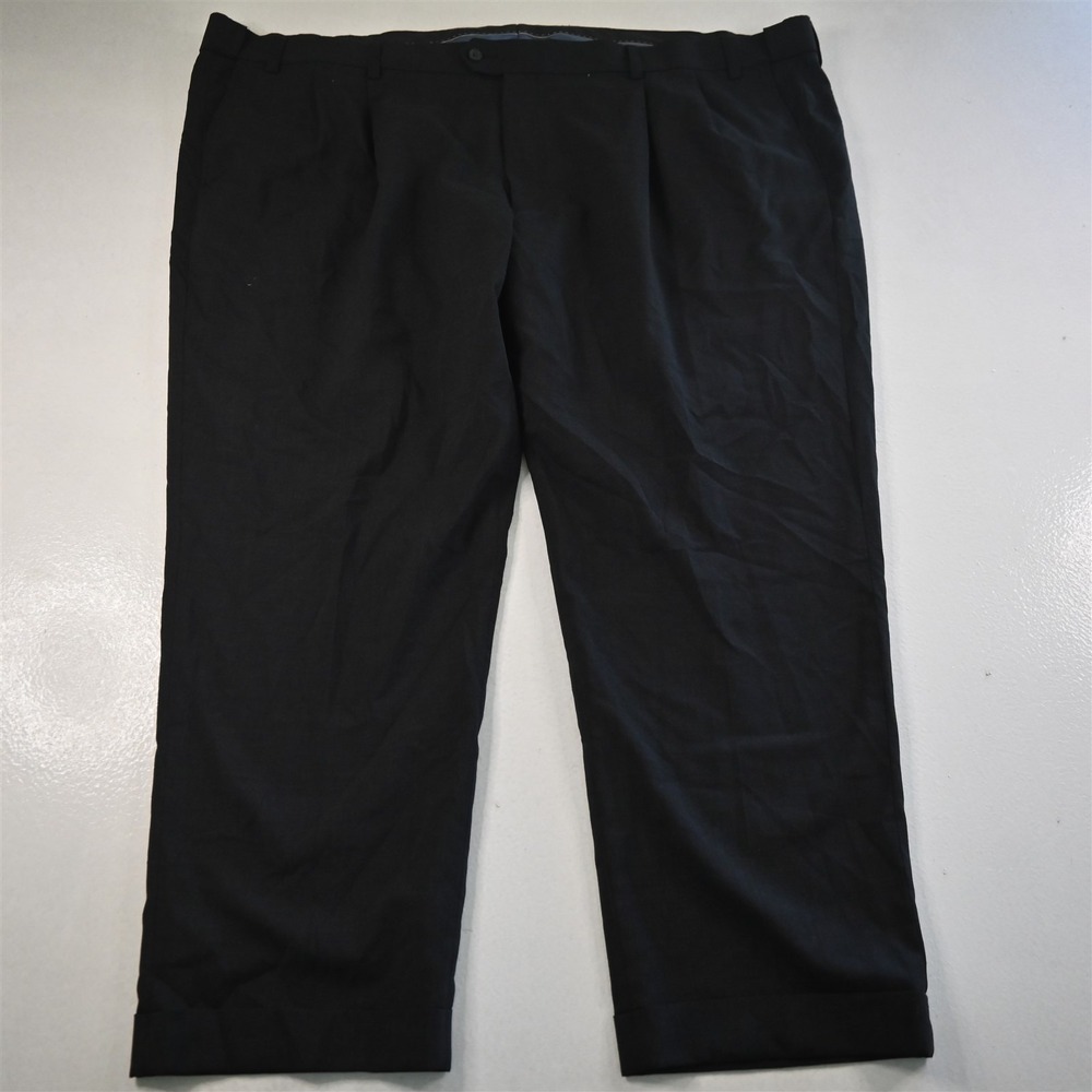 GS 56x30‎ Gray Wool Pleated Cuffed Classic Dress Trouser Mens Pants